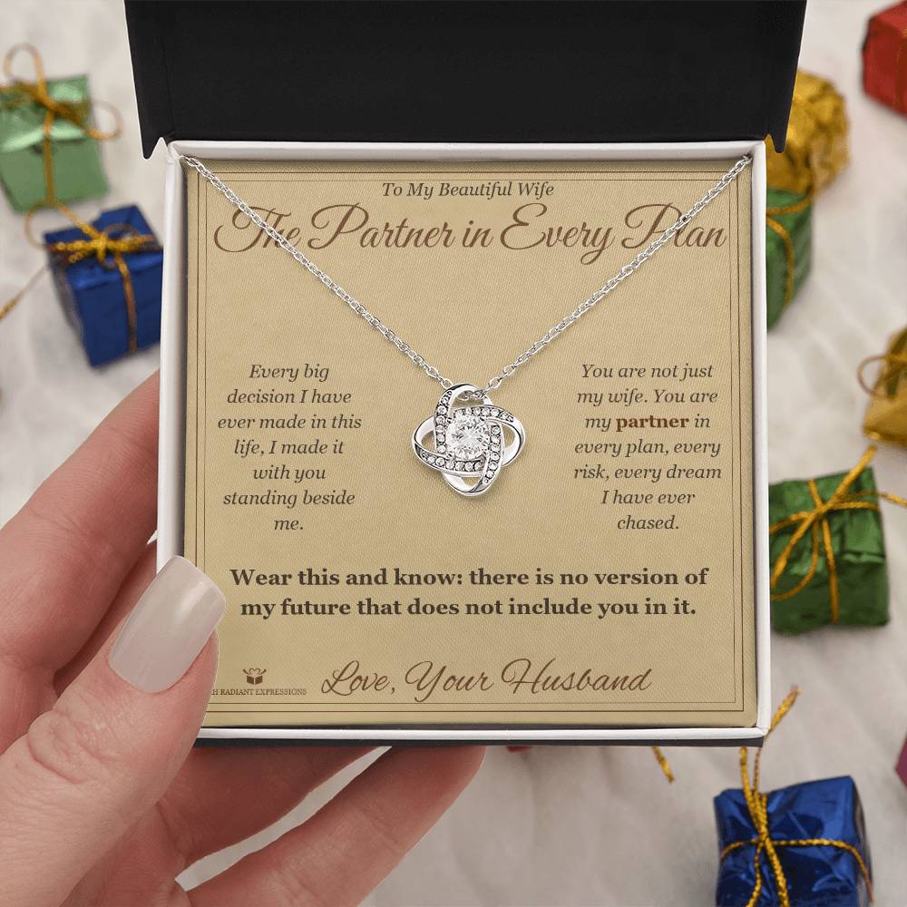The Partner in Every Plan - Love Knot Necklace for Wife - personalized keepsake gift from SKH Radiant Expressions