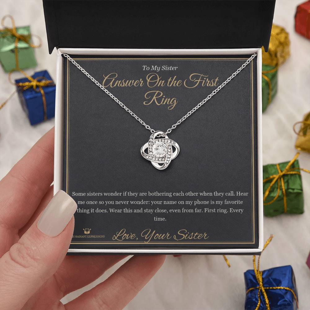 Answer On the First Ring - Love Knot Necklace for Sister