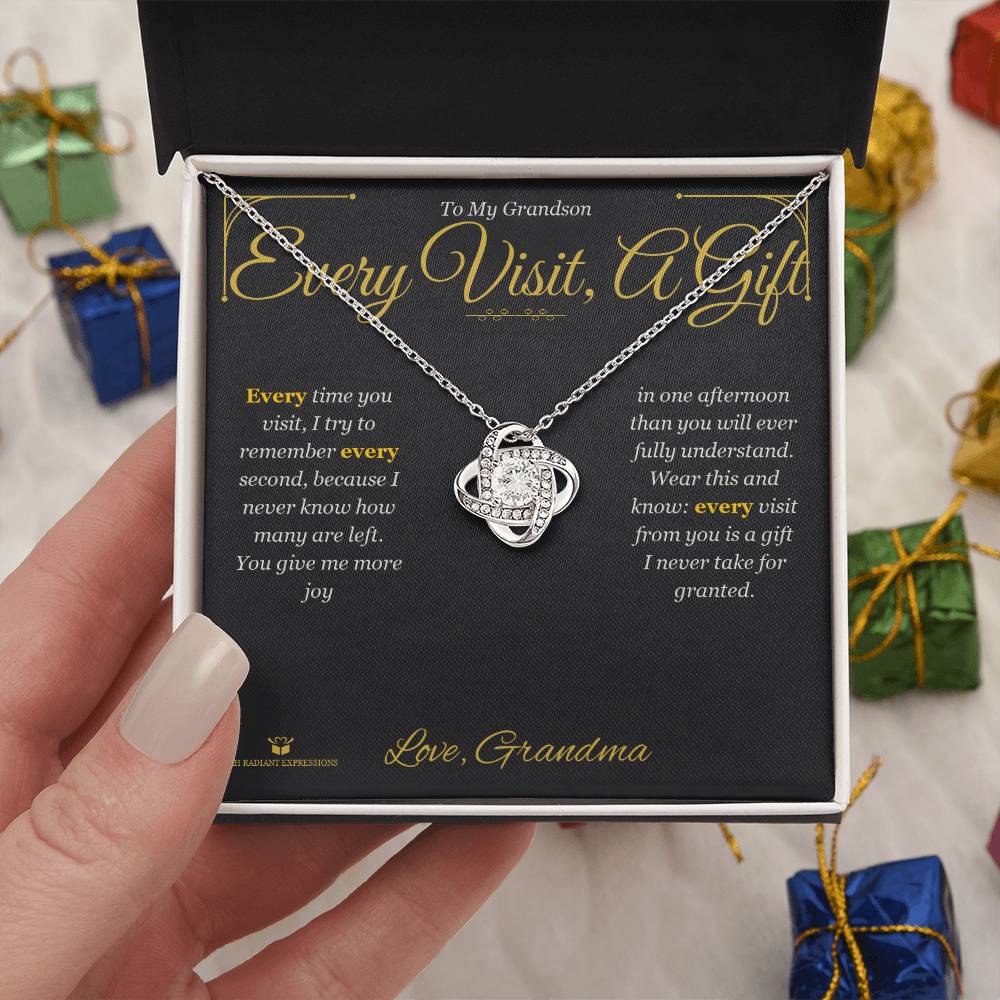 Every Visit, A Gift - Love Knot Necklace for Grandson
