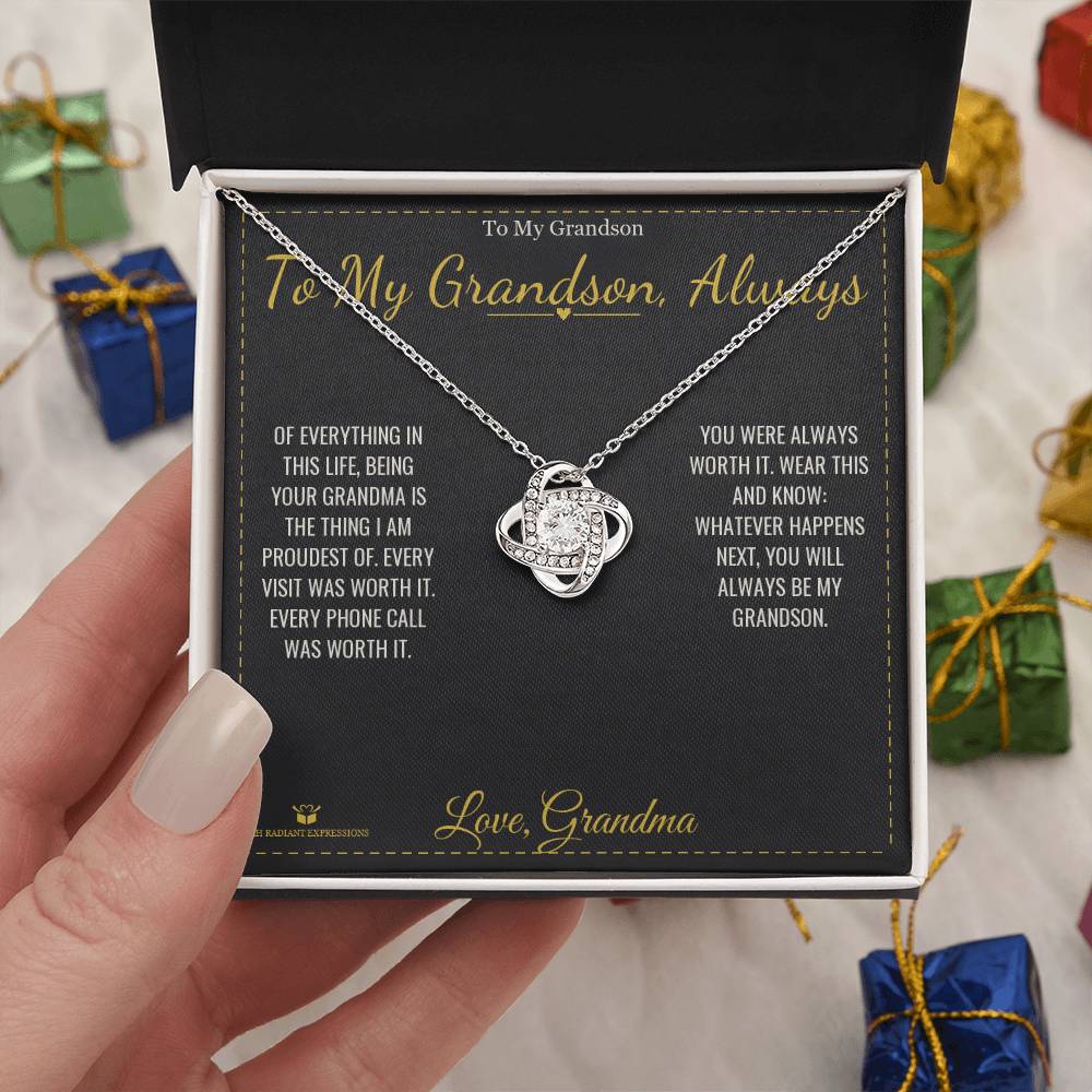 To My Grandson, Always - Love Knot Necklace for Grandson