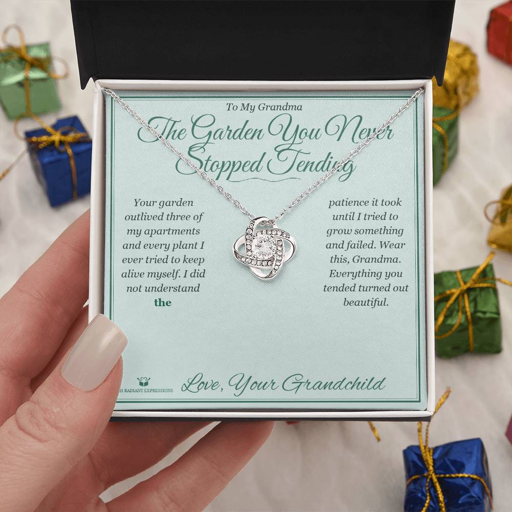 The Garden You Never Stopped Tending - Love Knot Necklace for Grandmother - personalized keepsake gift from SKH Radiant Expressions