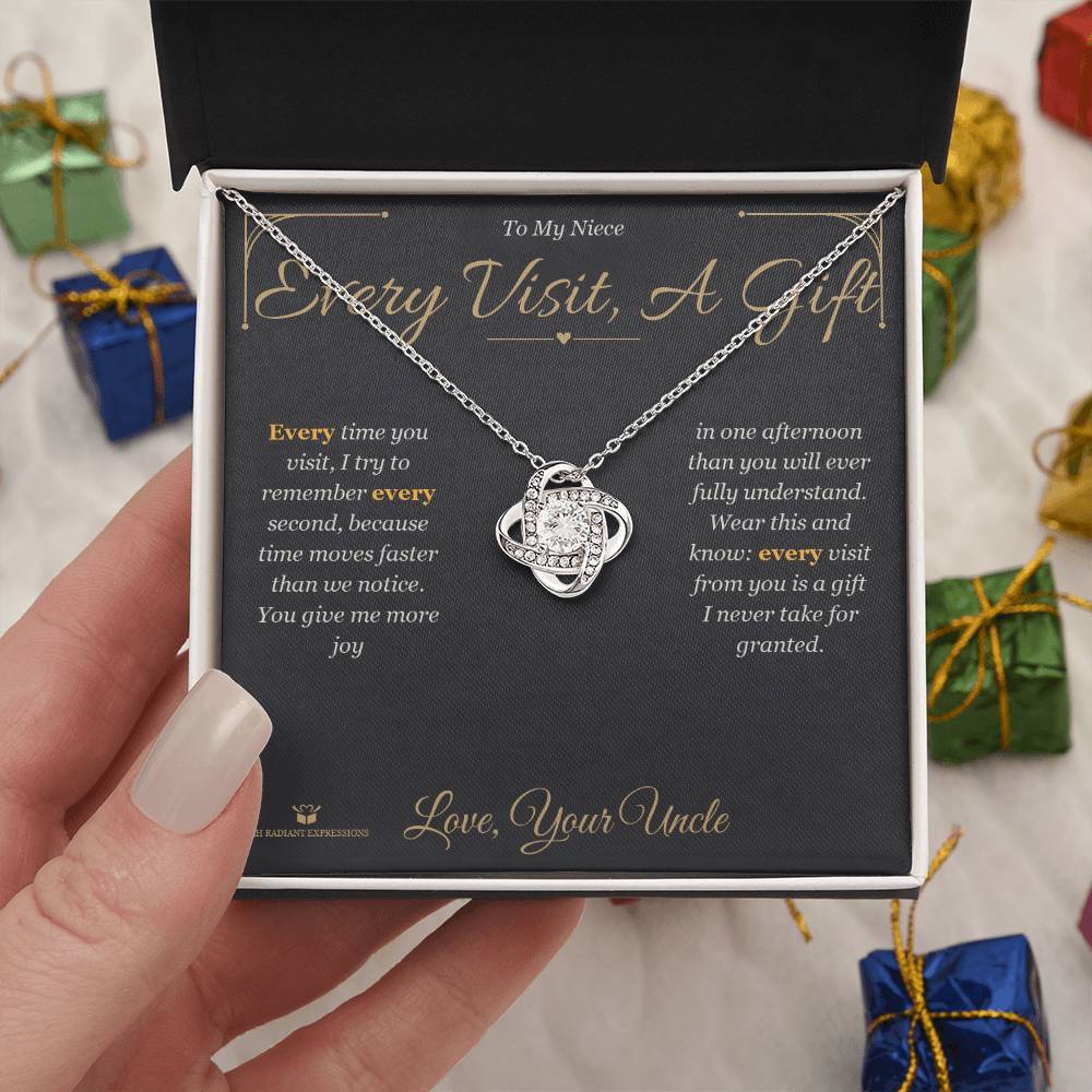 Every Visit, A Gift - Love Knot Necklace for Niece - personalized keepsake gift from SKH Radiant Expressions