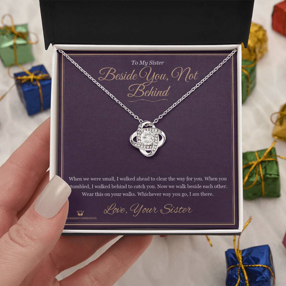 Beside You, Not Behind - Love Knot Necklace for Sister