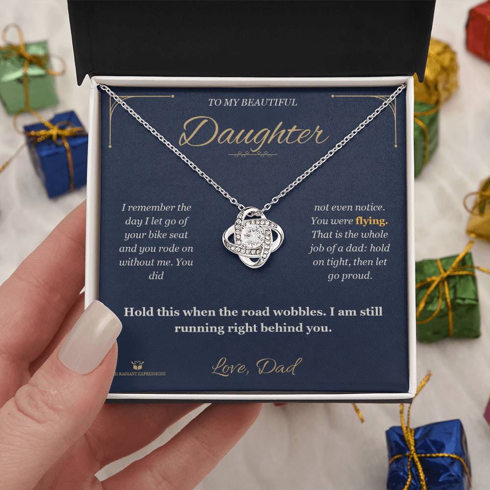 When I Let Go of the Seat - Love Knot Necklace for Daughter - personalized keepsake gift from SKH Radiant Expressions