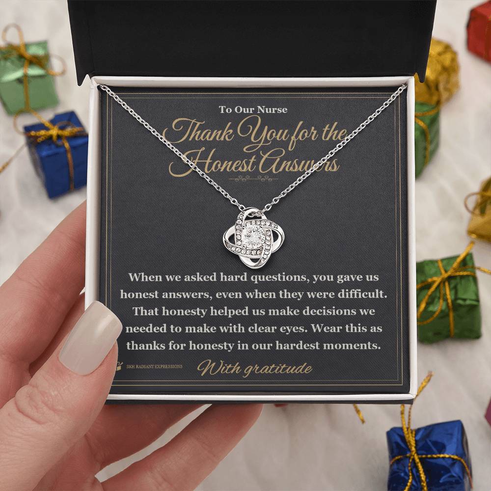 Thank You for the Honest Answers - Love Knot Necklace for Nurse