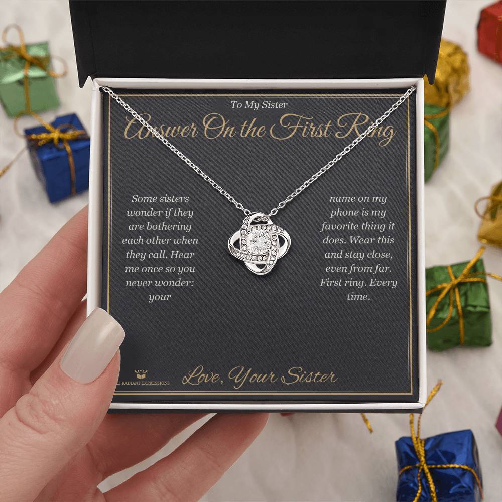 Answer On the First Ring - Love Knot Necklace for Sister