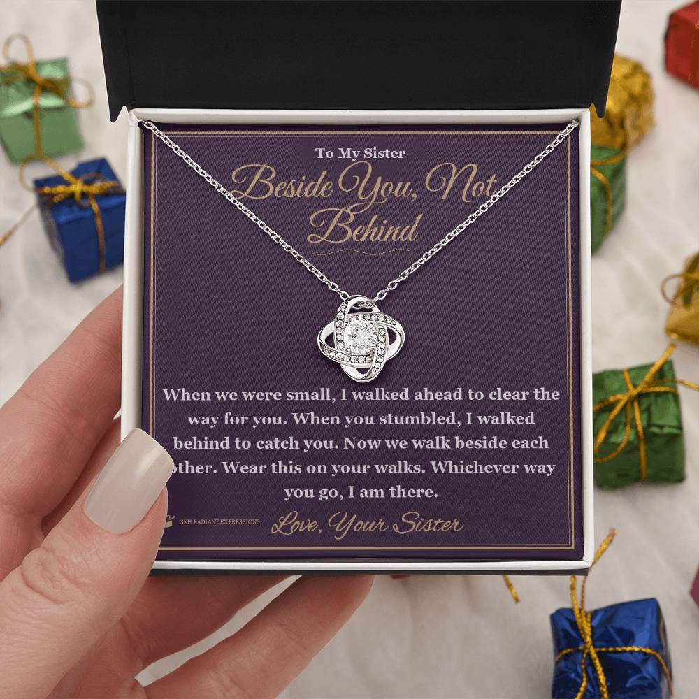 Beside You, Not Behind - Love Knot Necklace for Sister