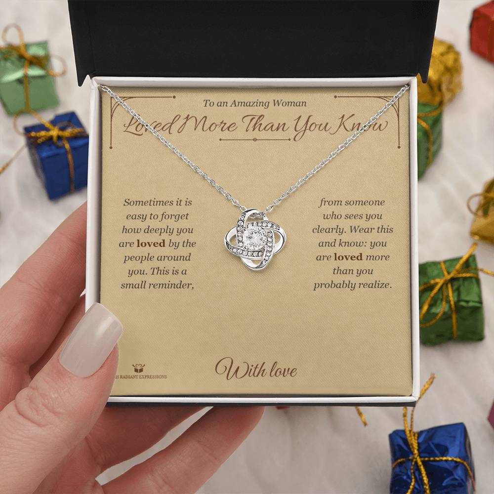 Loved More Than You Know - Love Knot Necklace for Her - personalized keepsake gift from SKH Radiant Expressions