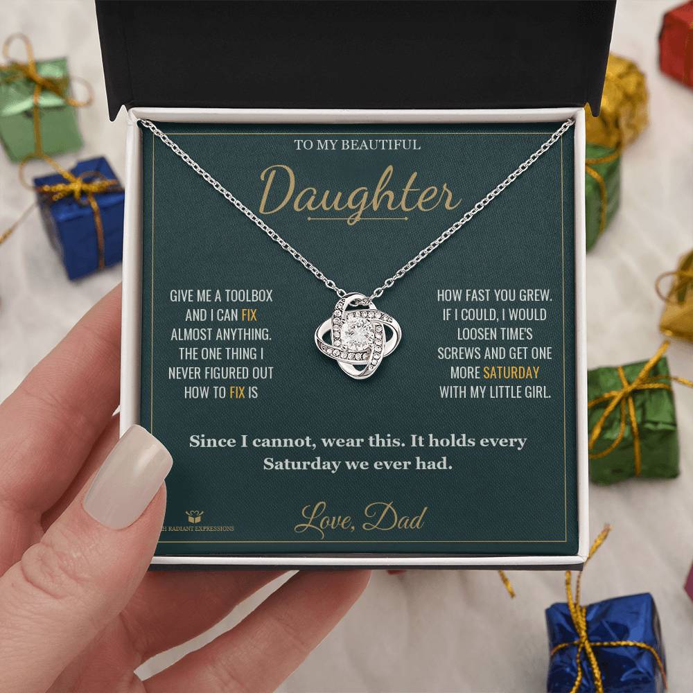 I Can Fix Anything But Time - Love Knot Necklace for Daughter