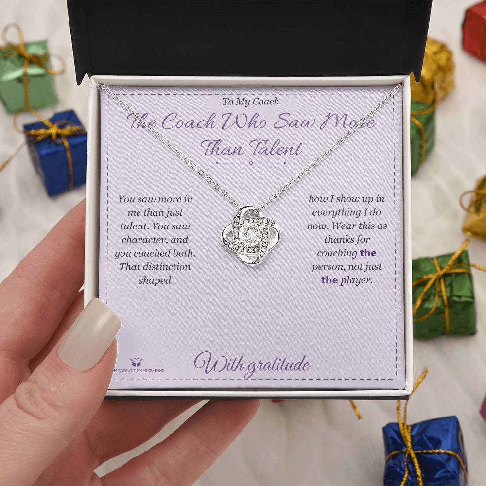 The Coach Who Saw More Than Talent - Love Knot Necklace for Coach - personalized keepsake gift from SKH Radiant Expressions