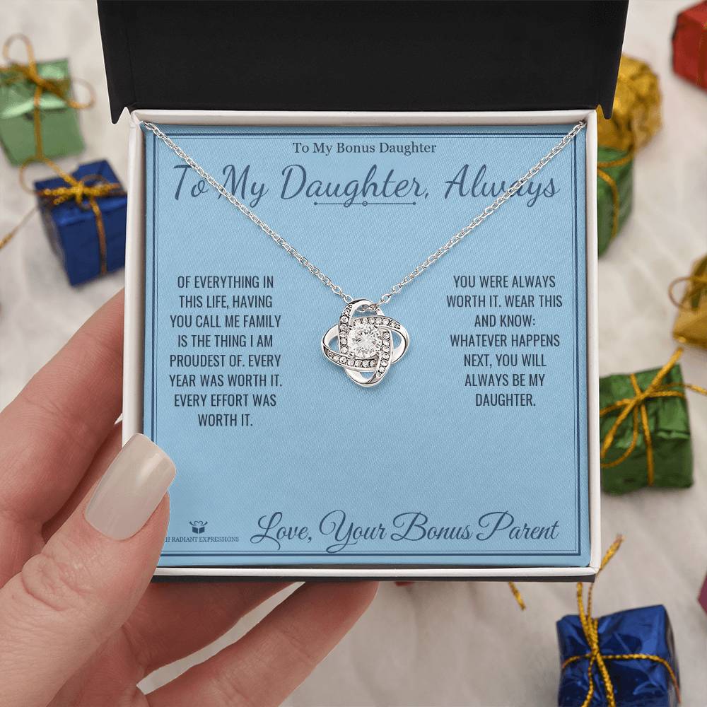 To My Daughter, Always - Love Knot Necklace for Stepdaughter
