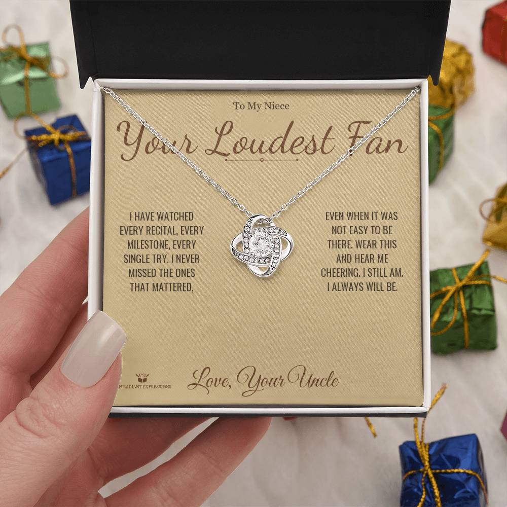 Your Loudest Fan - Love Knot Necklace for Niece - personalized keepsake gift from SKH Radiant Expressions