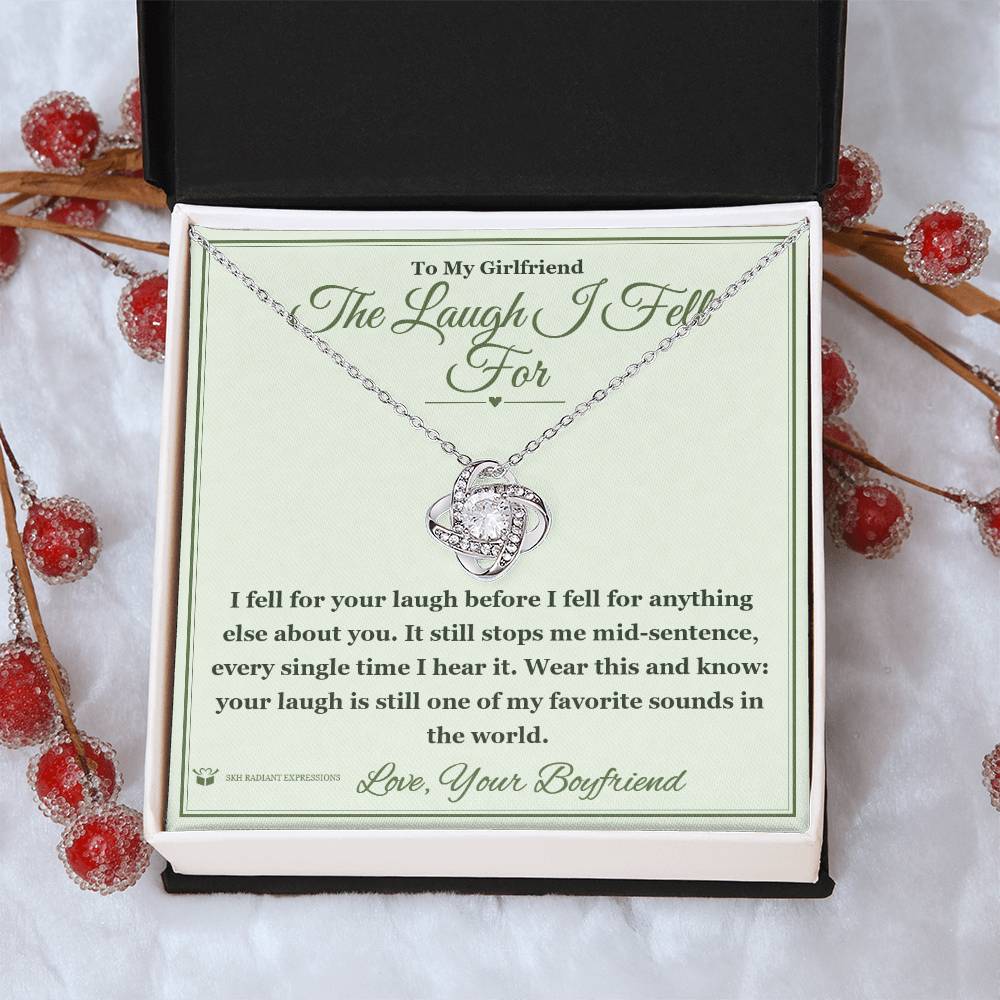 The Laugh I Fell For - Love Knot Necklace with Red Rose Box for Girlfriend