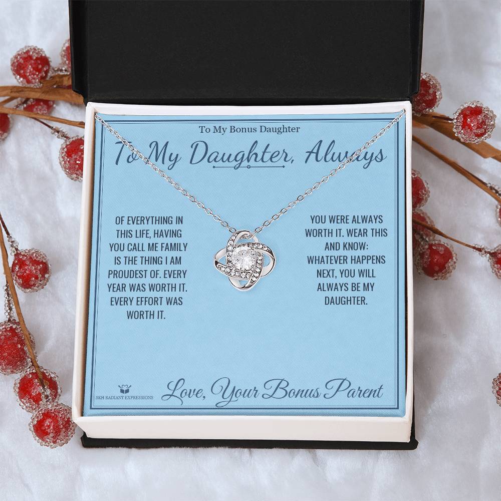 To My Daughter, Always - Love Knot Necklace for Stepdaughter