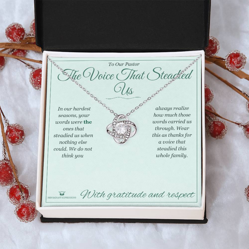 The Voice That Steadied Us - Love Knot Necklace for Pastor