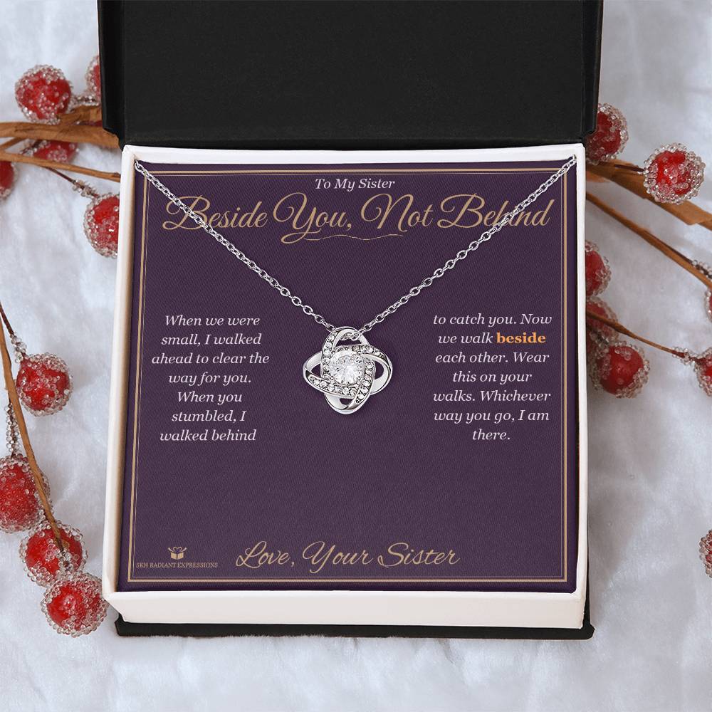 Beside You, Not Behind - Love Knot Necklace for Sister