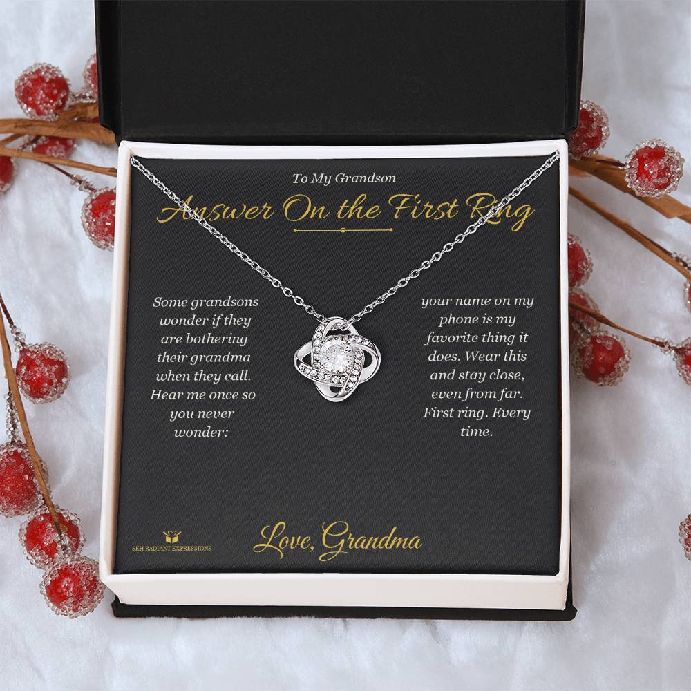 Answer On the First Ring - Love Knot Necklace for Grandson