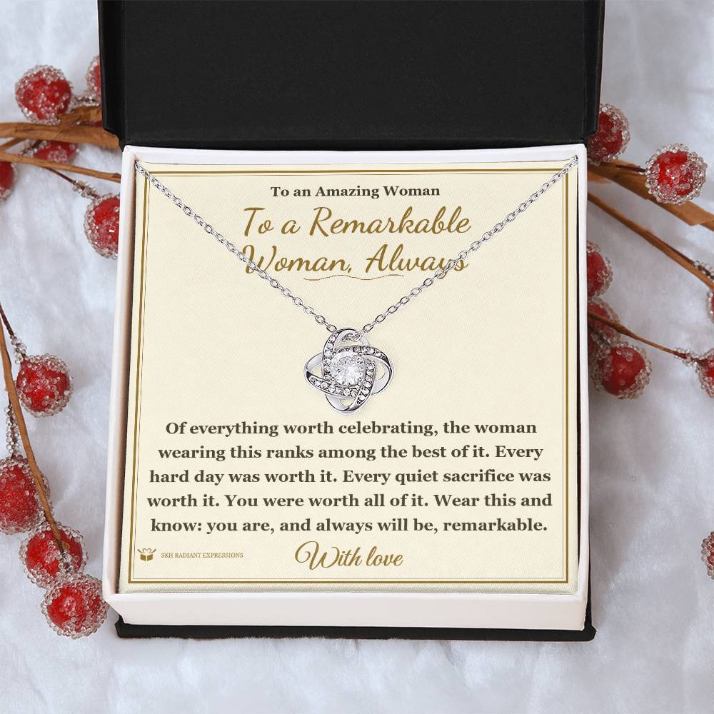 To a Remarkable Woman, Always - Love Knot Necklace for Her