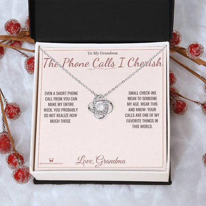 The Phone Calls I Cherish - Love Knot Necklace for Grandson