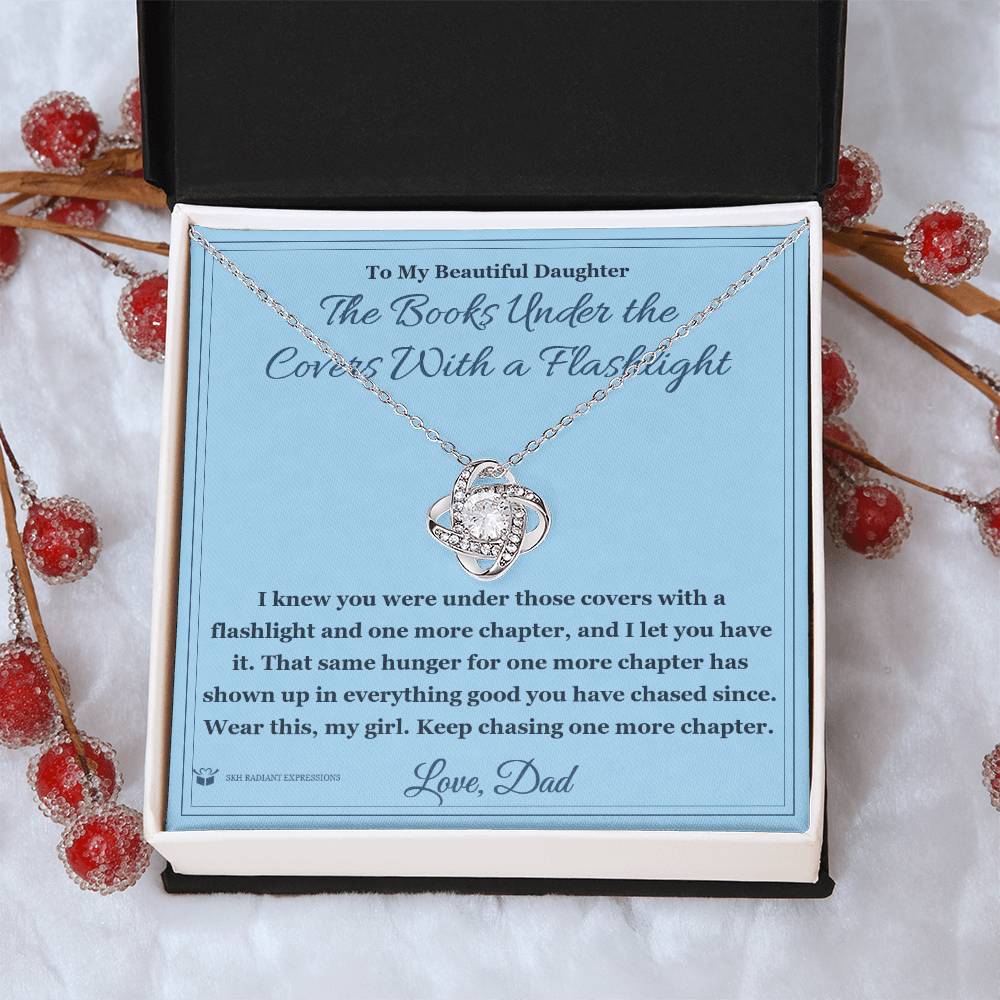 The Books Under the Covers With a Flashlight - Love Knot Necklace for Daughter