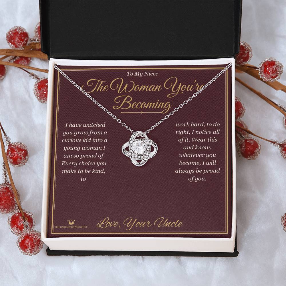 The Woman You're Becoming - Love Knot Necklace for Niece