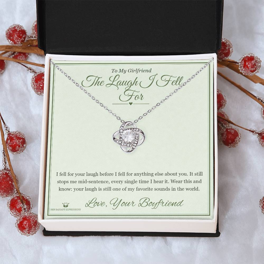 The Laugh I Fell For - Love Knot Necklace with Red Rose Box for Girlfriend