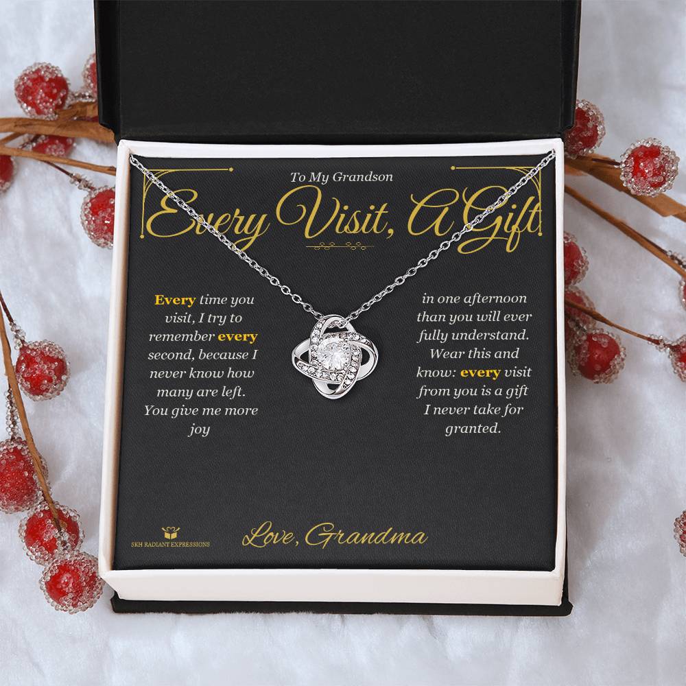 Every Visit, A Gift - Love Knot Necklace for Grandson