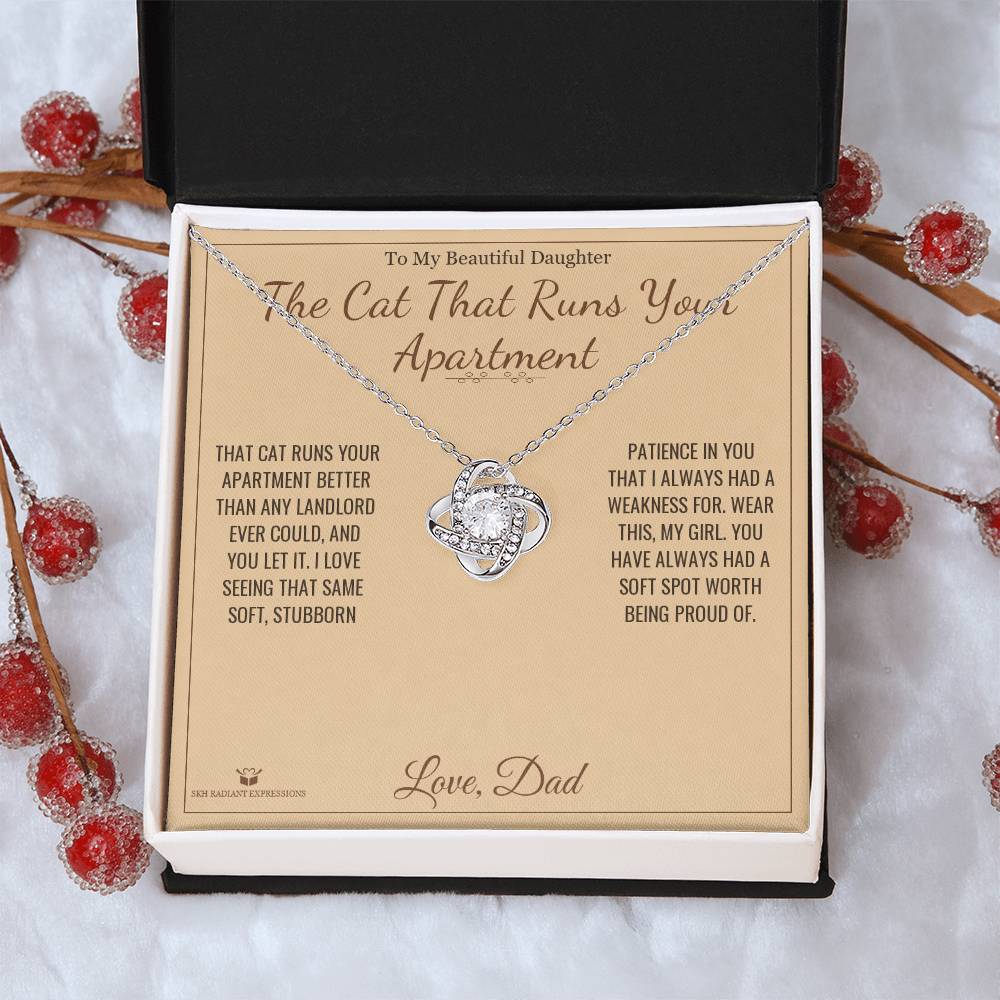 The Cat That Runs Your Apartment - Love Knot Necklace for Daughter