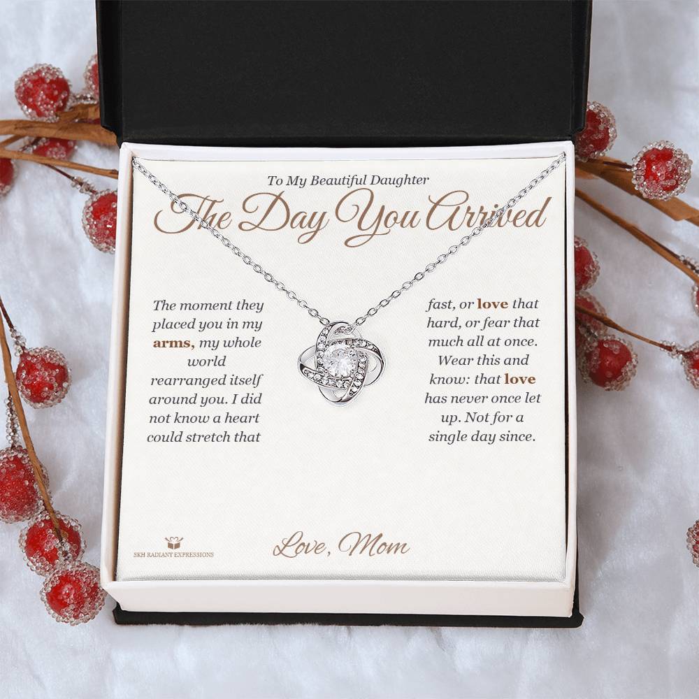 The Day You Arrived - Love Knot Necklace for Daughter