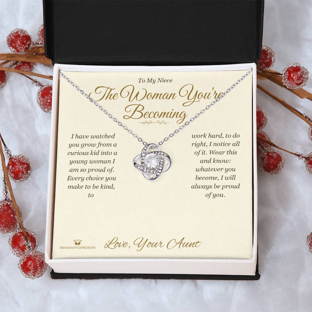 The Woman You're Becoming - Love Knot Necklace for Niece