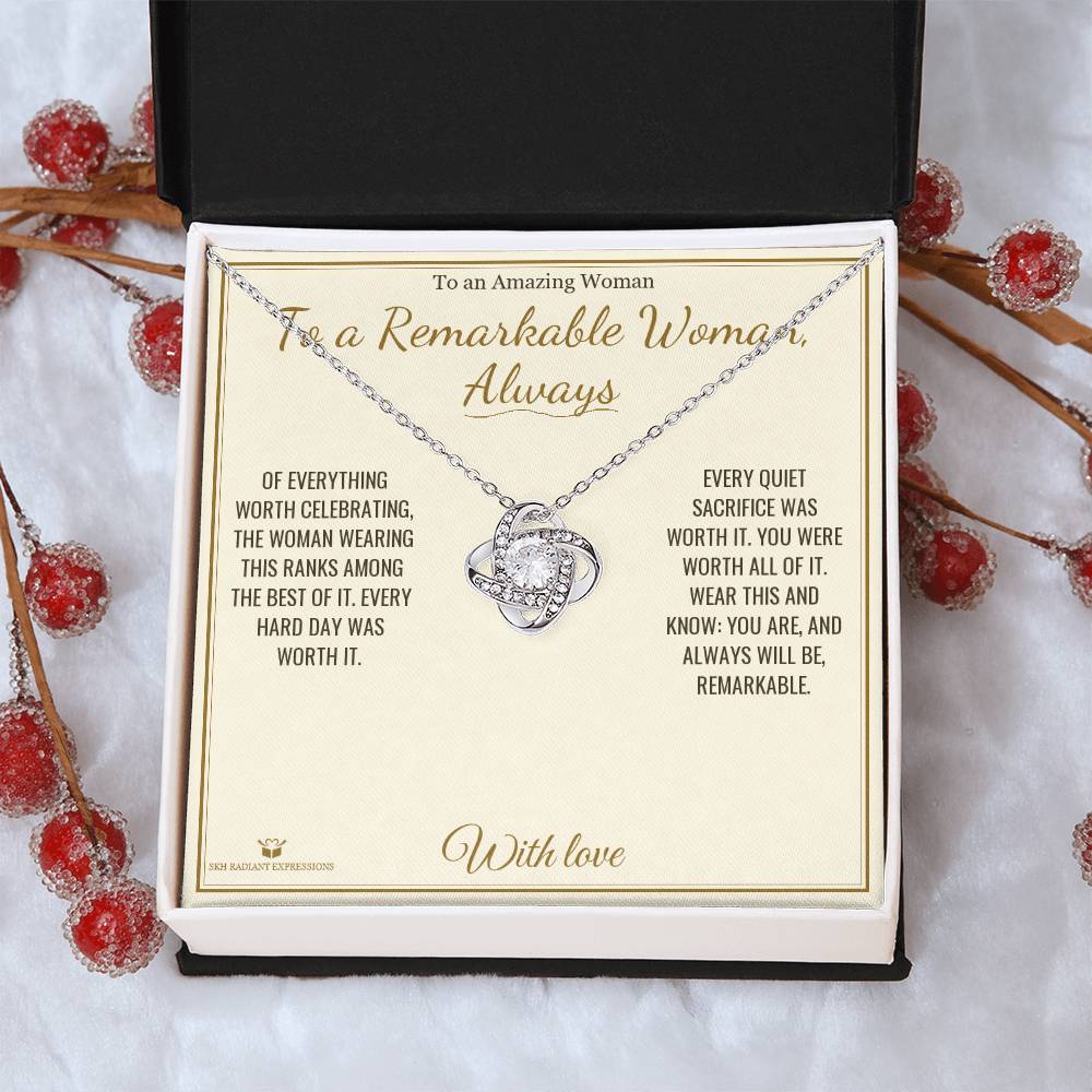 To a Remarkable Woman, Always - Love Knot Necklace for Her
