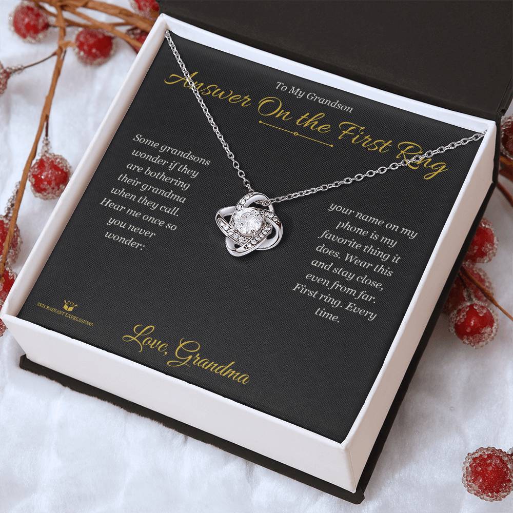 Answer On the First Ring - Love Knot Necklace for Grandson