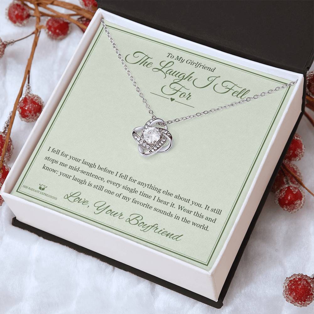 The Laugh I Fell For - Love Knot Necklace with Red Rose Box for Girlfriend