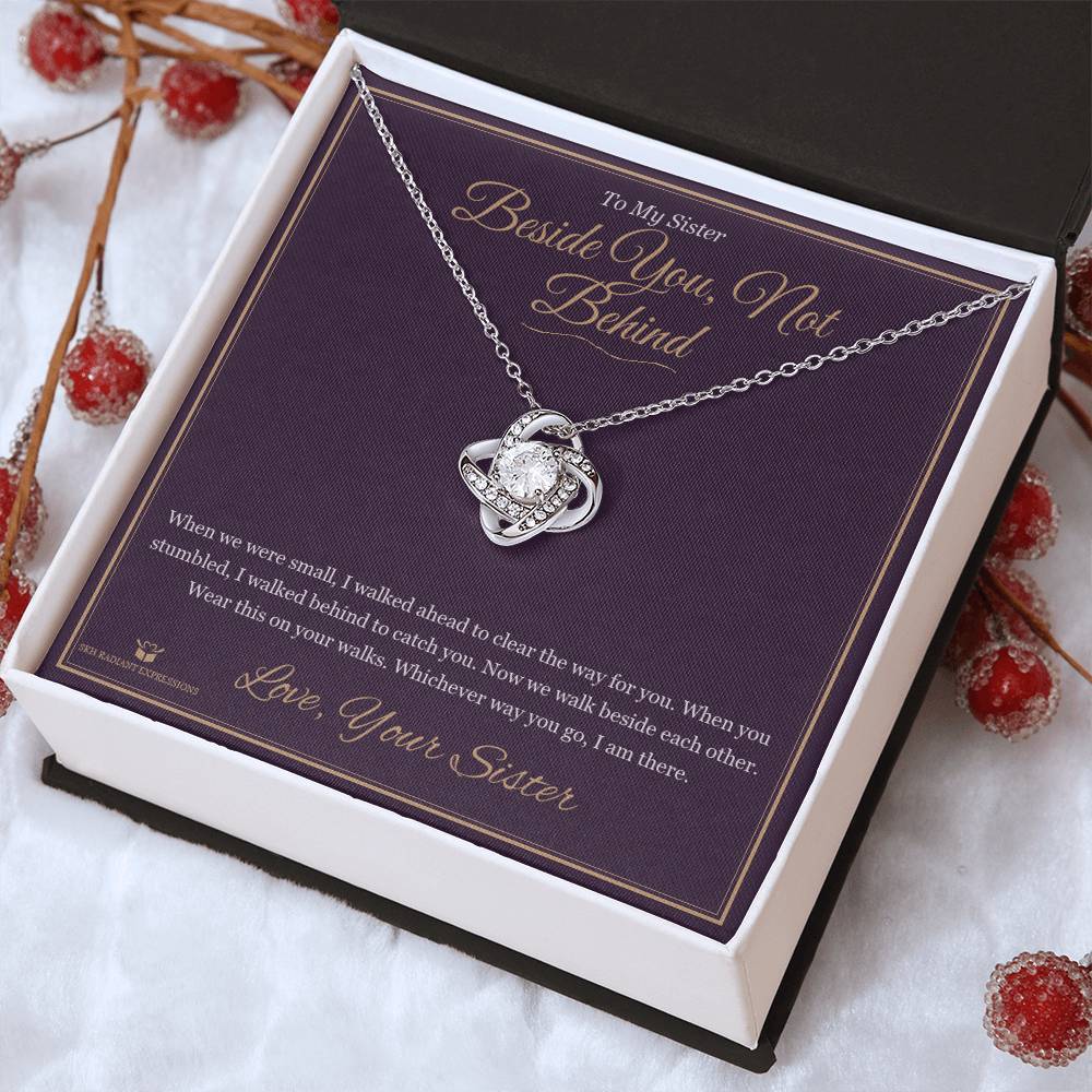 Beside You, Not Behind - Love Knot Necklace for Sister