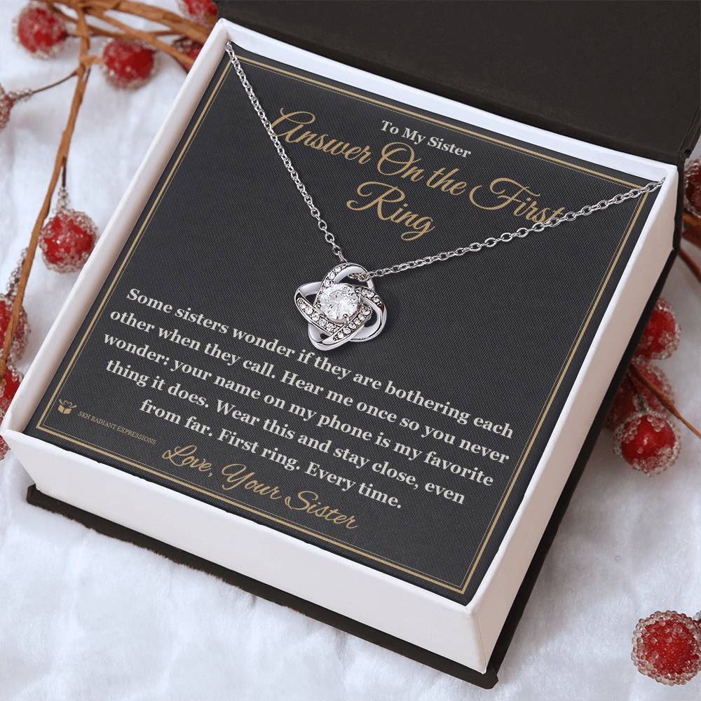Answer On the First Ring - Love Knot Necklace for Sister