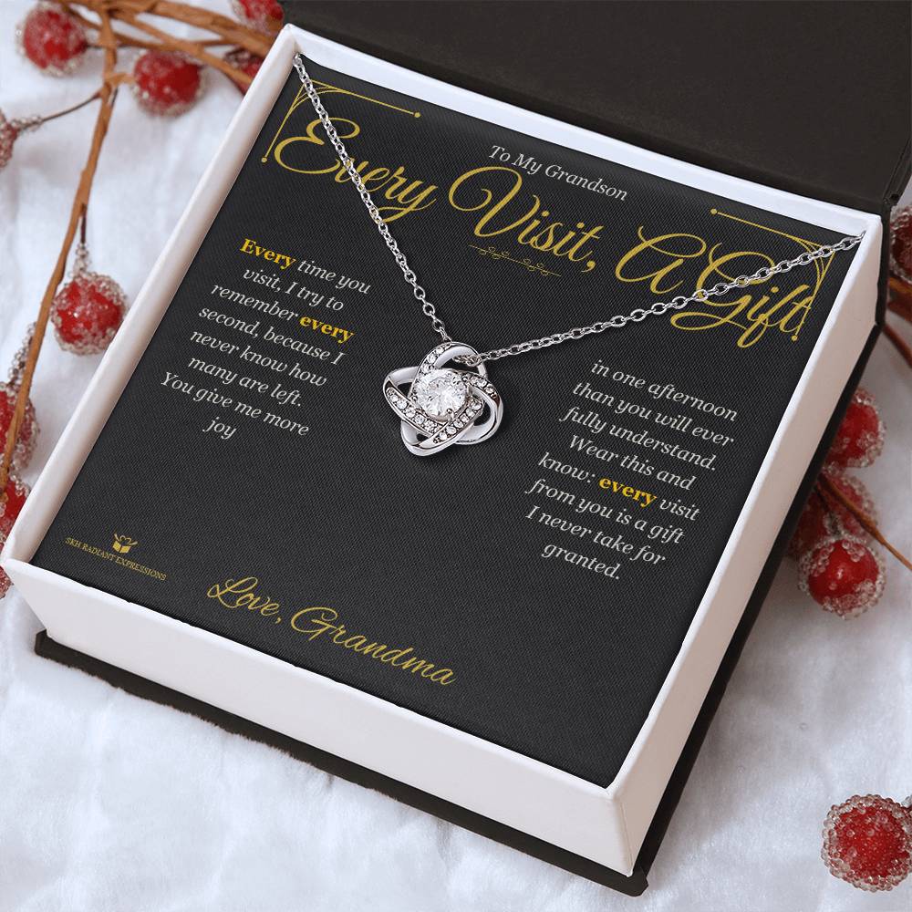 Every Visit, A Gift - Love Knot Necklace for Grandson
