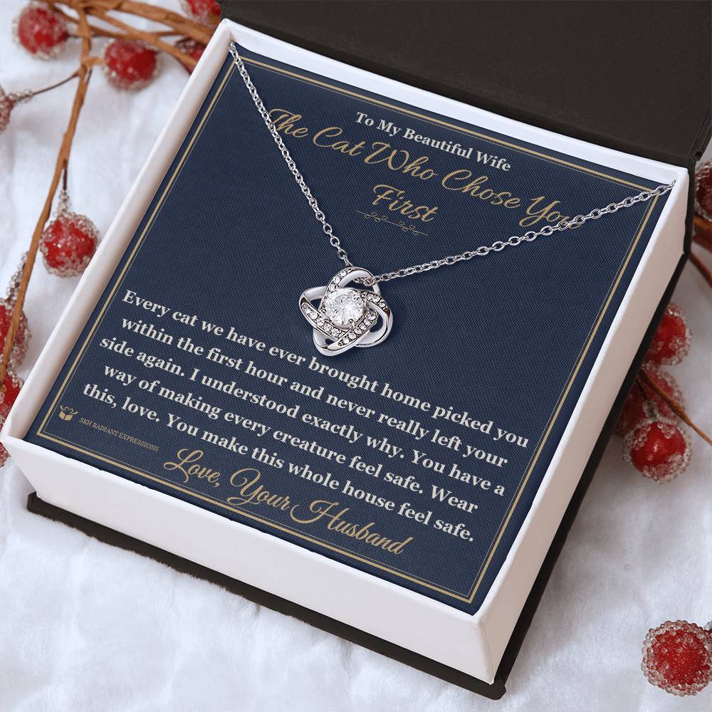The Cat Who Chose You First - Love Knot Necklace for Wife