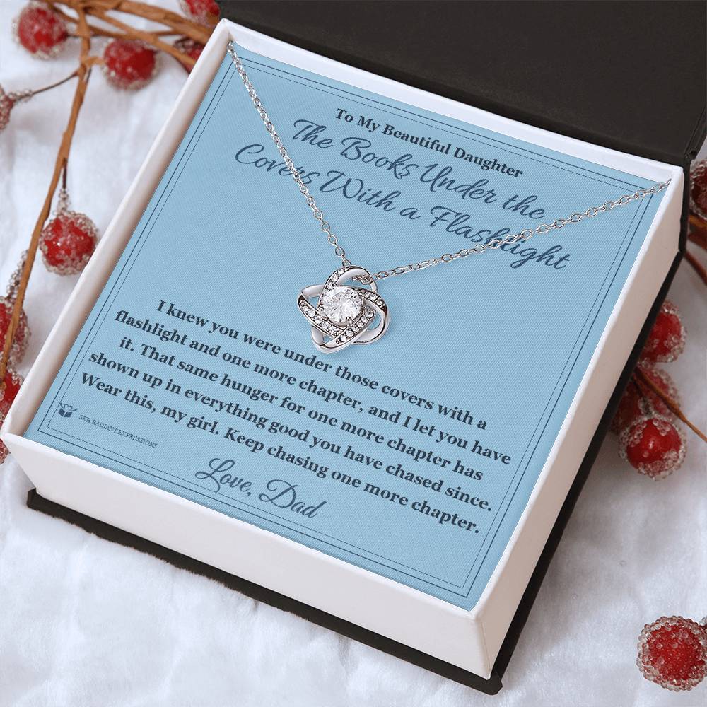 The Books Under the Covers With a Flashlight - Love Knot Necklace for Daughter