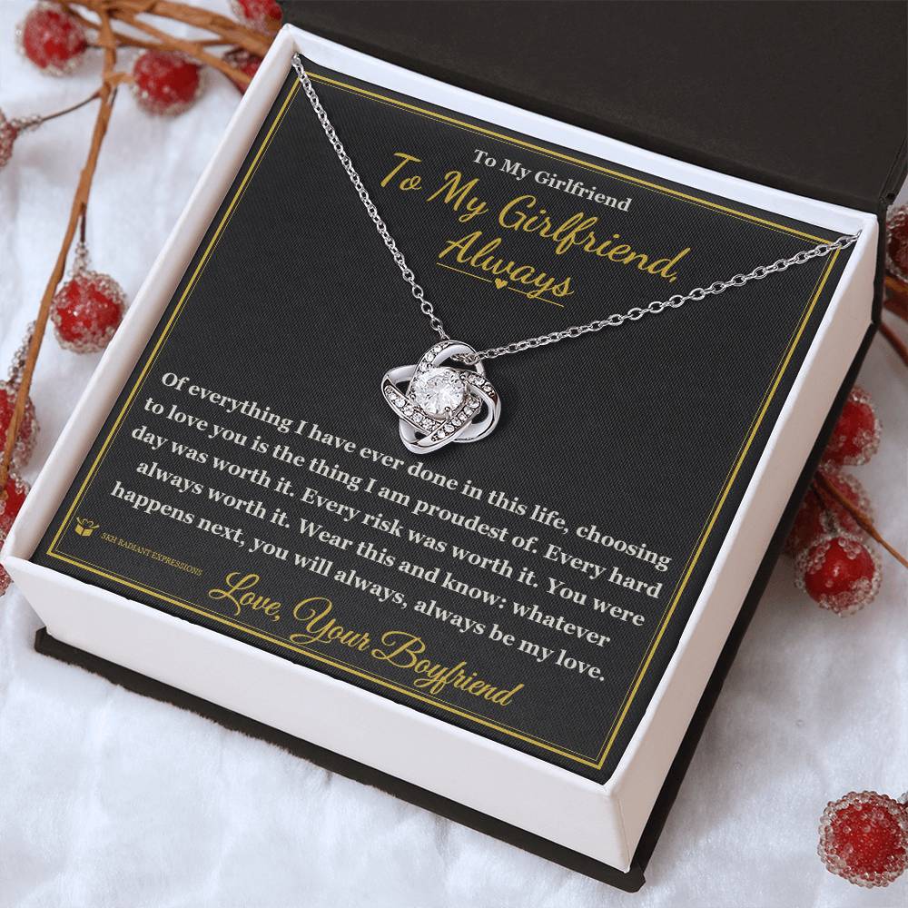 To My Girlfriend, Always - Love Knot Necklace for Girlfriend