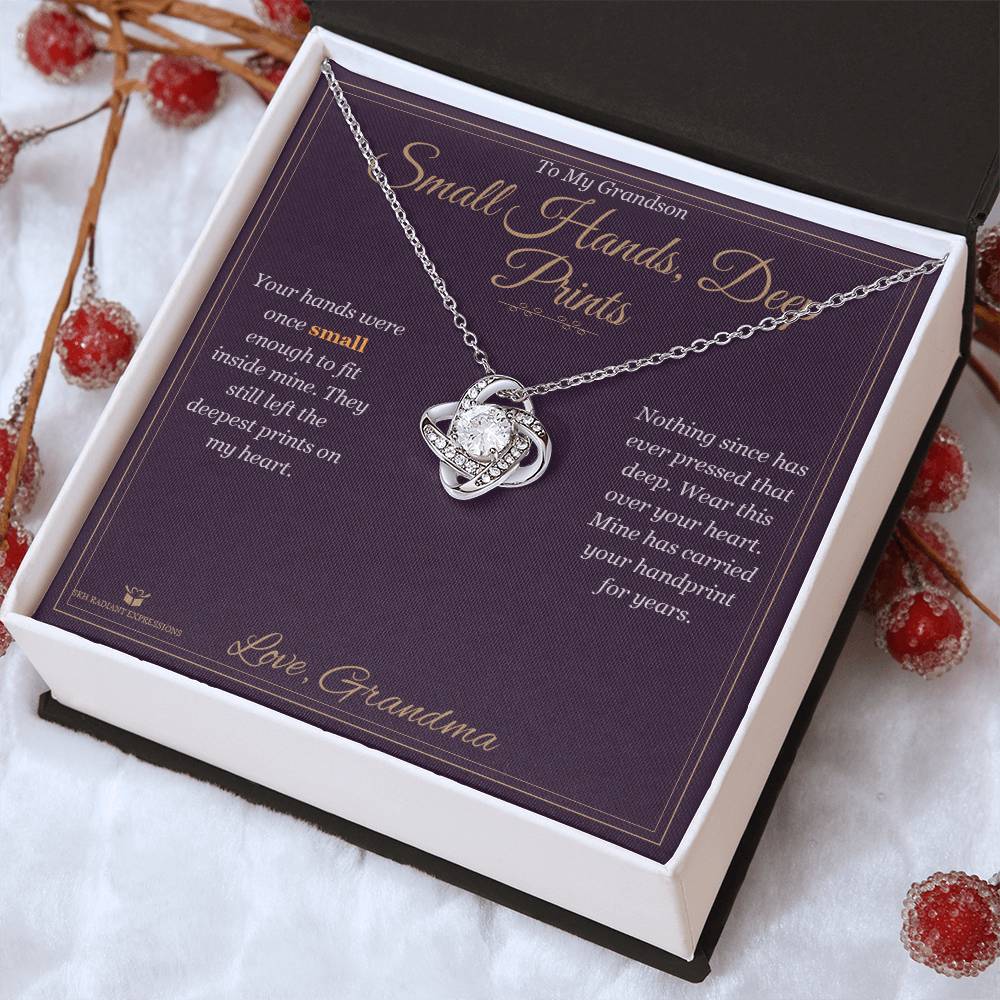 Small Hands, Deep Prints - Love Knot Necklace for Grandson