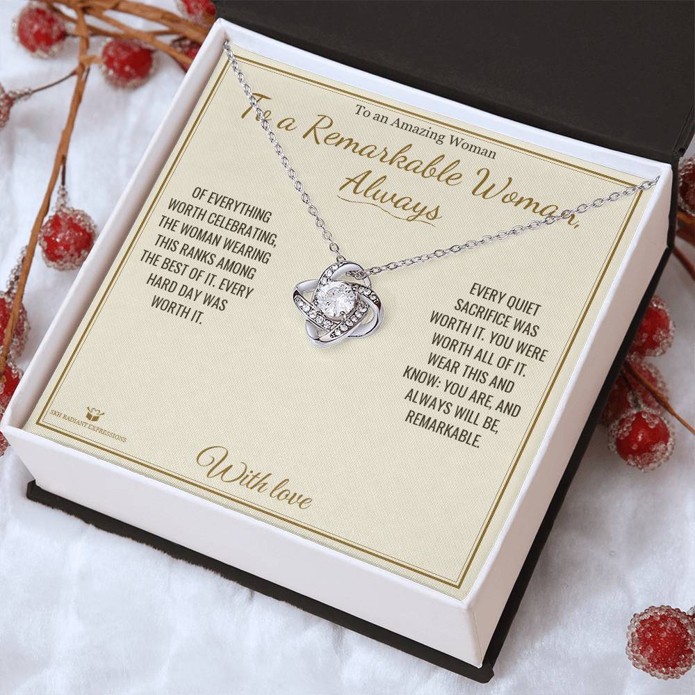 To a Remarkable Woman, Always - Love Knot Necklace for Her
