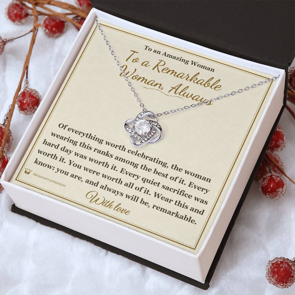 To a Remarkable Woman, Always - Love Knot Necklace for Her