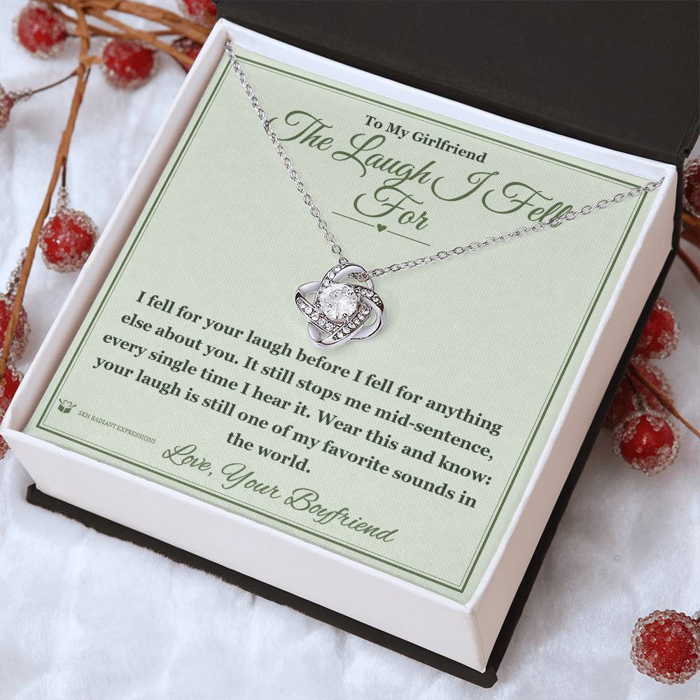 The Laugh I Fell For - Love Knot Necklace with Red Rose Box for Girlfriend