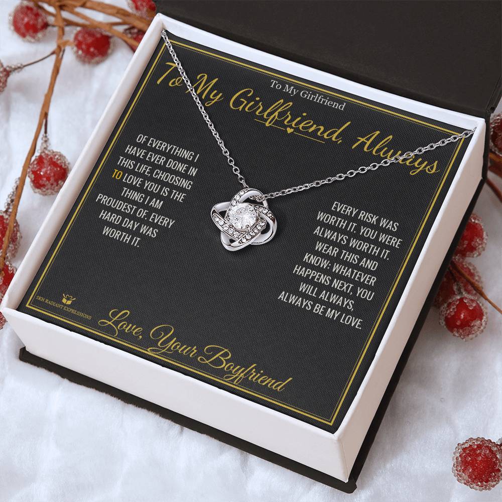 To My Girlfriend, Always - Love Knot Necklace for Girlfriend