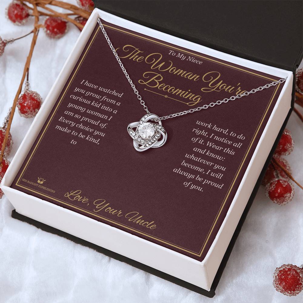 The Woman You're Becoming - Love Knot Necklace for Niece