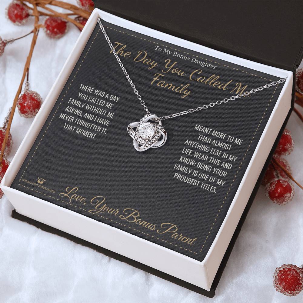 The Day You Called Me Family - Love Knot Necklace for Stepdaughter