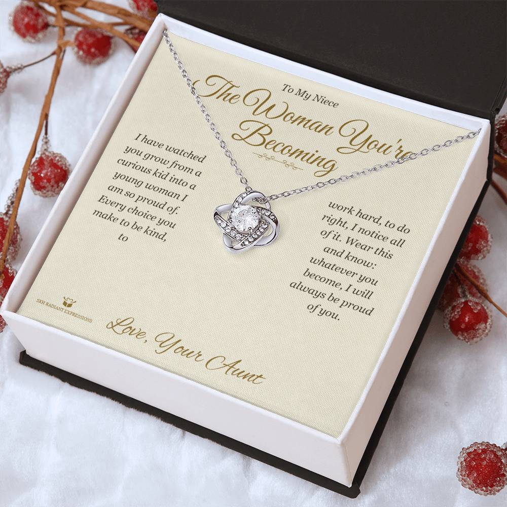The Woman You're Becoming - Love Knot Necklace for Niece