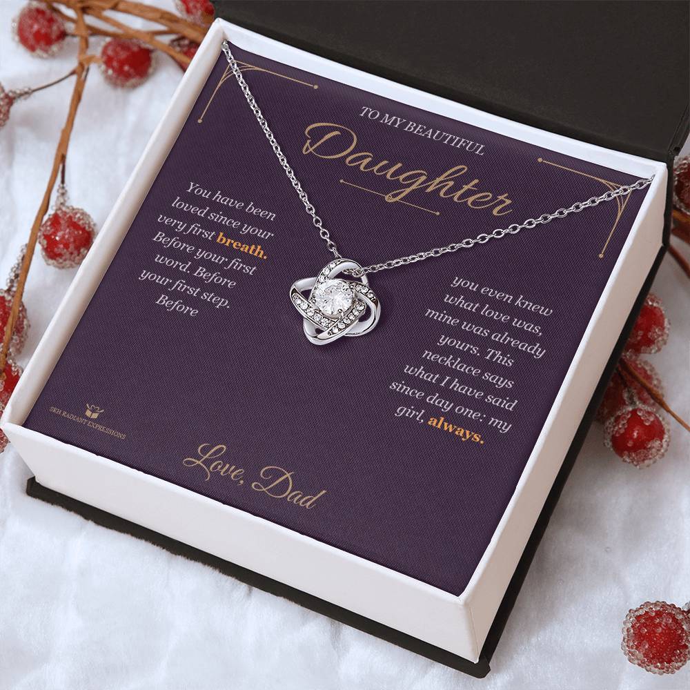 Since Your First Breath - Love Knot Necklace for Daughter