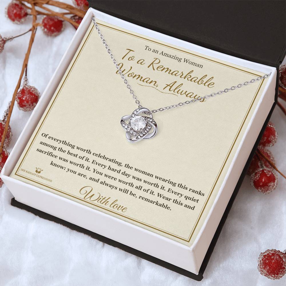 To a Remarkable Woman, Always - Love Knot Necklace for Her