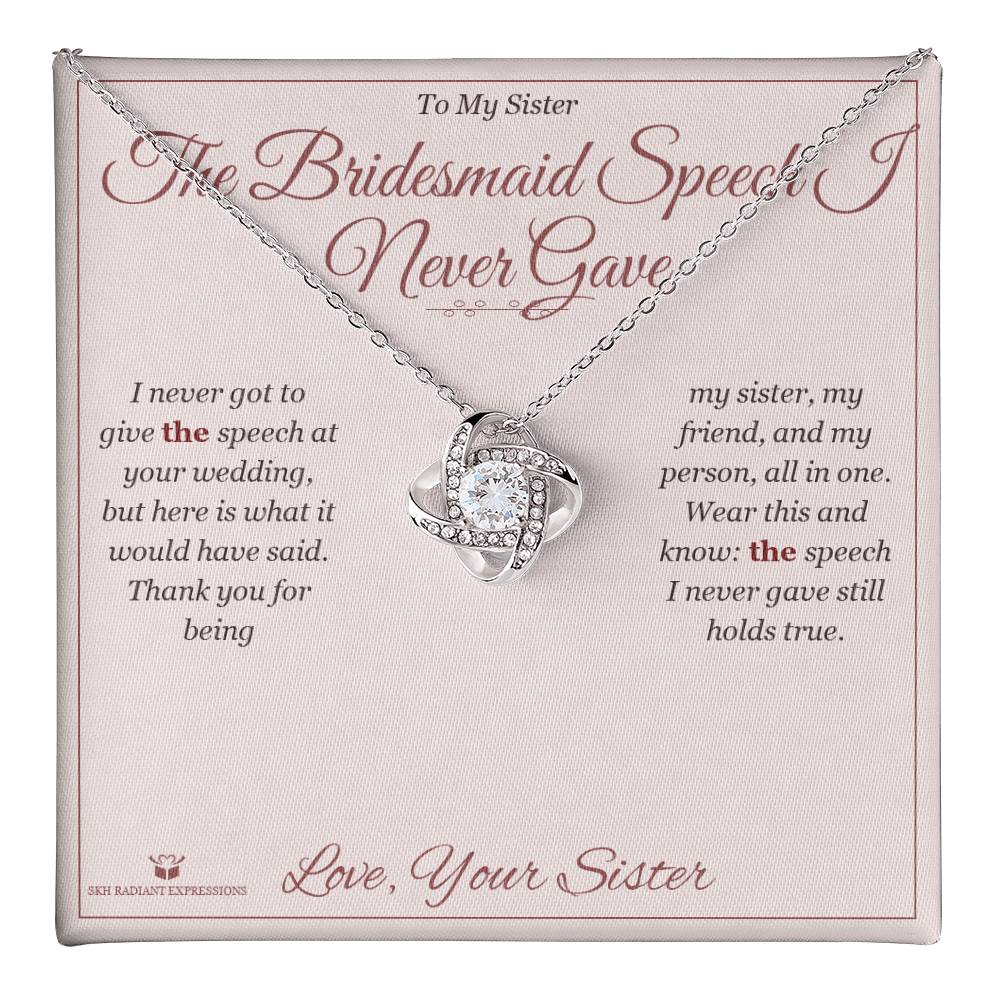 The Bridesmaid Speech I Never Gave - Love Knot Necklace for Sister